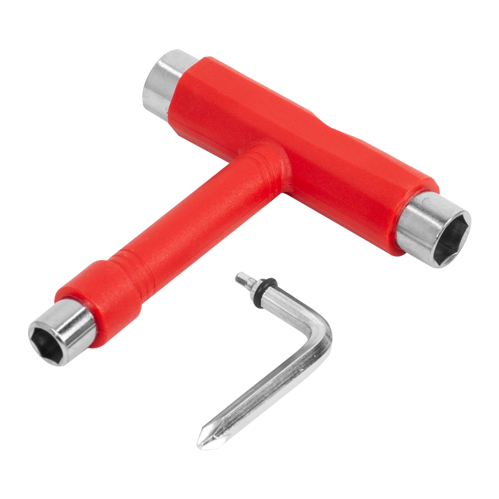 Deskorolka narzędzia T kształt deskorolka zestaw kluczy wielofunkcyjny wioślarz elektryczny skuter klucz robić narzędzie robić regulacji snowboardowego: Czerwony