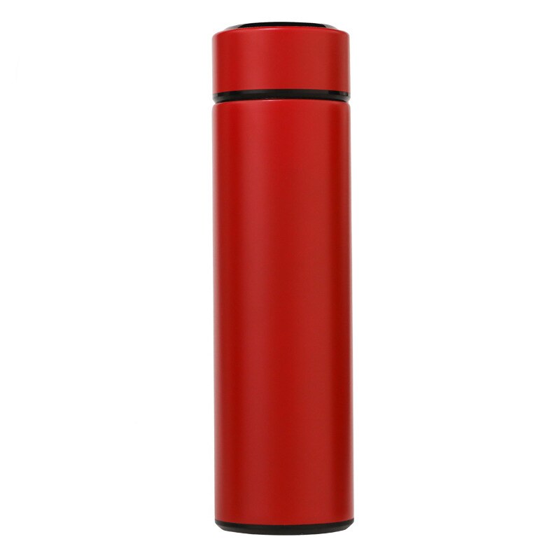 Intelligent rostfritt stål termosflaskkopp temperaturdisplay vakuumkolvar resebil soppa kaffemugg 500ml: Röd