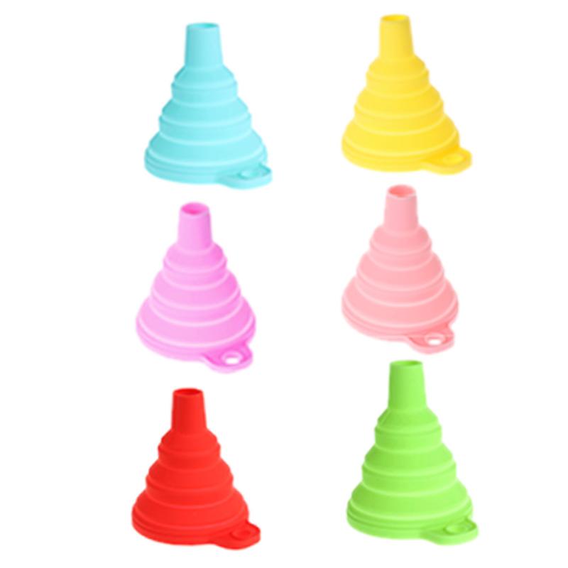 1pc Mini Opvouwbare Trechter Kleurrijke Silicone Inklapbare Stijl Trechter Opvouwbare Draagbare Trechters Keuken Accessoires Gadgets