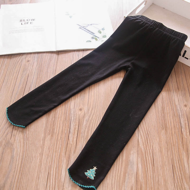 2022spring Tree Knit Legging for Girls Wholesale: Black