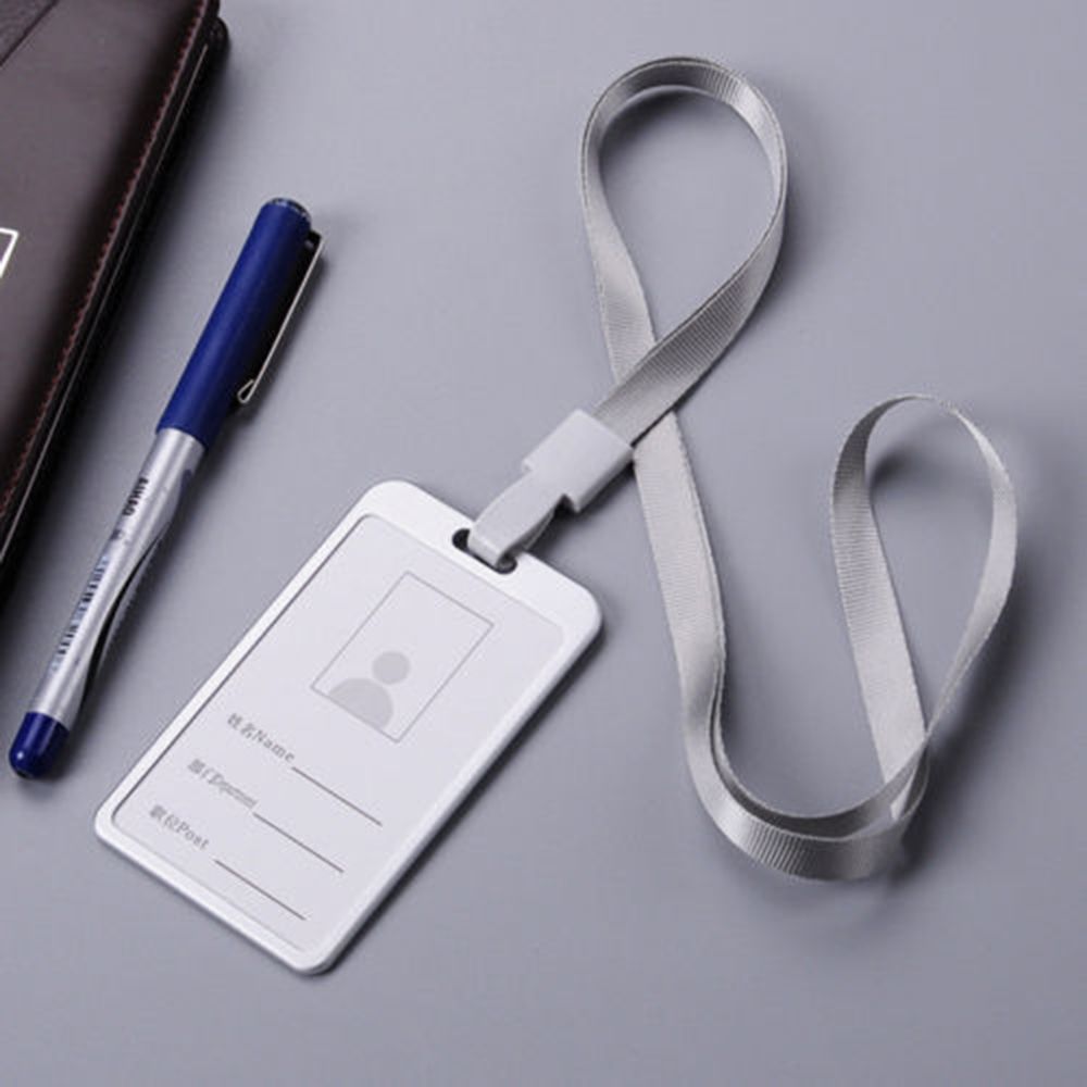 Metal ID Badge Card Holder Business Security Pass Tag Holder with Lanyard