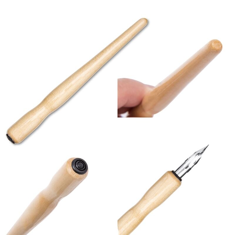 Manga dip caneta conjunto comic pro kit de desenho 3 nibs titular madeira tinta ferramentas caligrafia u4ld