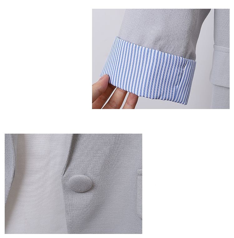 Blazer printemps et été coréen en lin, Slim, Patchwork, rayé, grande taille, vêtements de travail, manteau avec un seul bouton, F61210