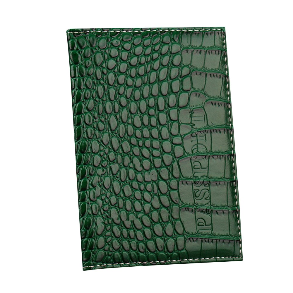 Alligator Pattern Leather Passport Cover And Travel Document Holder Passport Cover Case for Men Women Credit Card Holder Wallet: dark green
