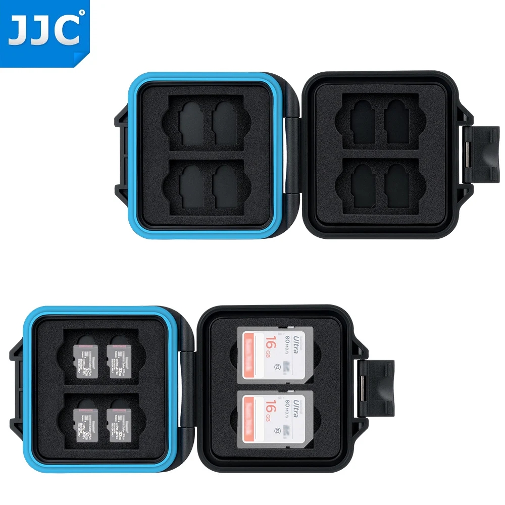 JJC-funda ultrafina para tarjetas SD, organizador de tarjetas Micro SD, caja de almacenamiento para tarjetas de memoria para 4 tarjetas SD SDHC SDXC + 8 tarjetas Micro SD TF