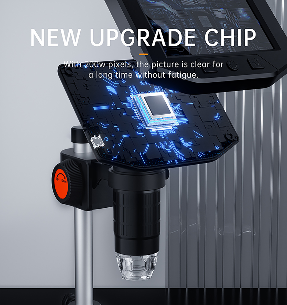 Microscopio Digital AOERWEI 1080P HD con pantalla de 4,3 pulgadas Lupa 1000x para inspección de placas de circuito y dispositivos móviles