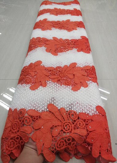 Tissu africain en dentelle guipure verte avec pierres décoratives pour robe de mariée (ytb 112): Comme sur la photo 6
