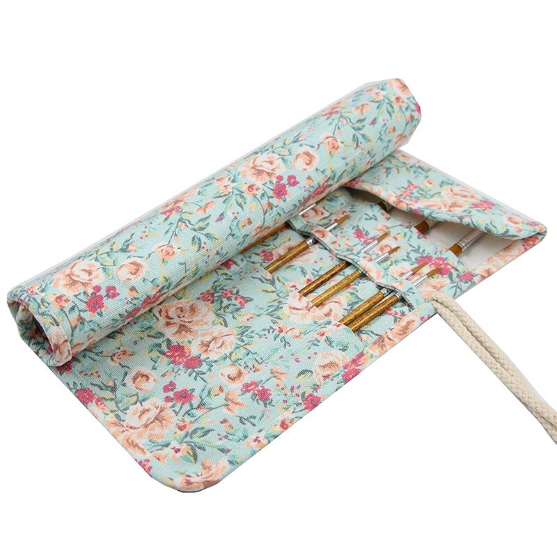 -20 Pockets Art Paint Brushes Case Roll Up Pen Holder Canvas Pouch Bag