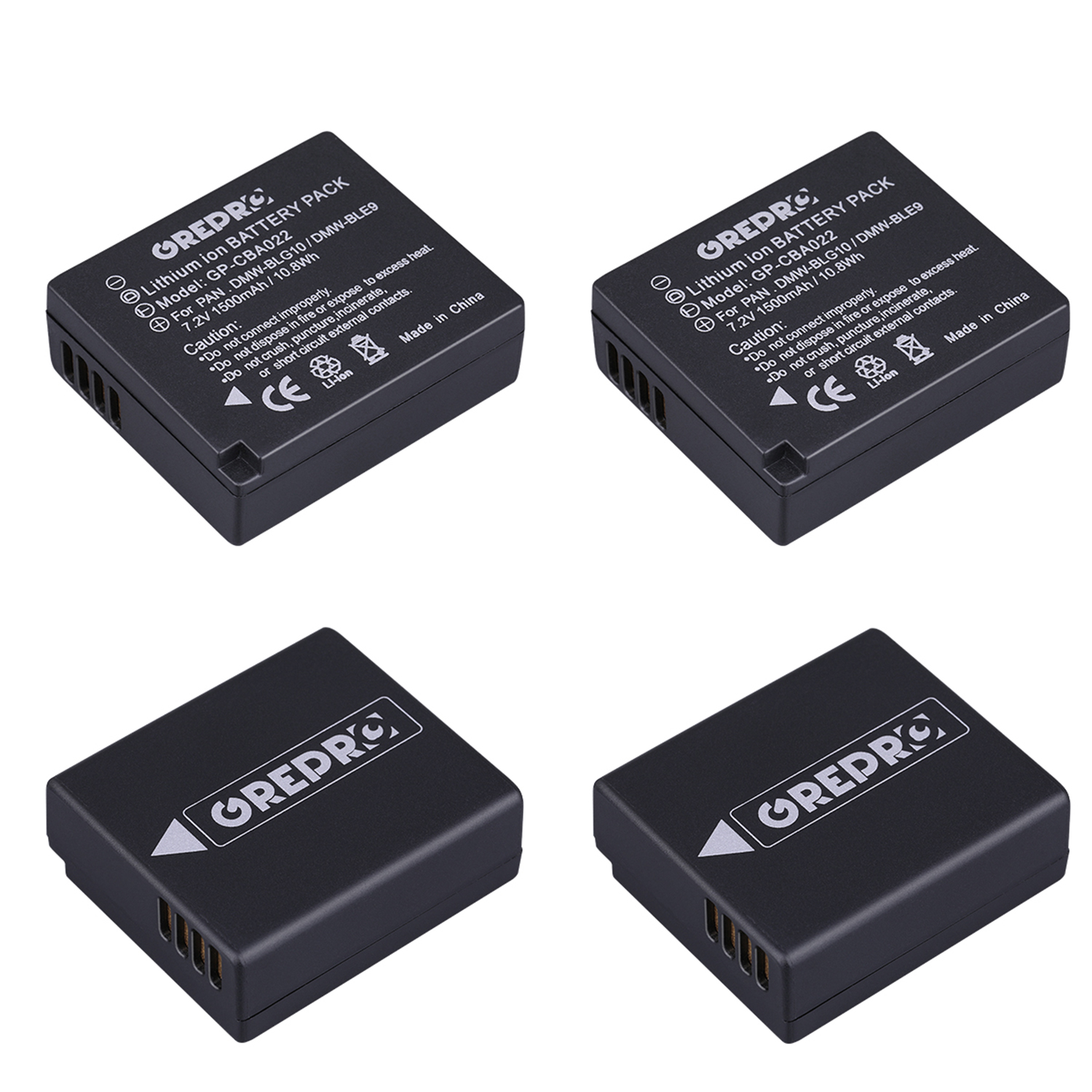 Batterie et chargeur pour Panasonic Lumix DMC TZ100 TZ80 TZ90 GX80 GX9 GX7 LX100 Mark II, 1500mAh, DMW-BLG10 DMW BLE9 BLE9E BLG10: 4 x Battery