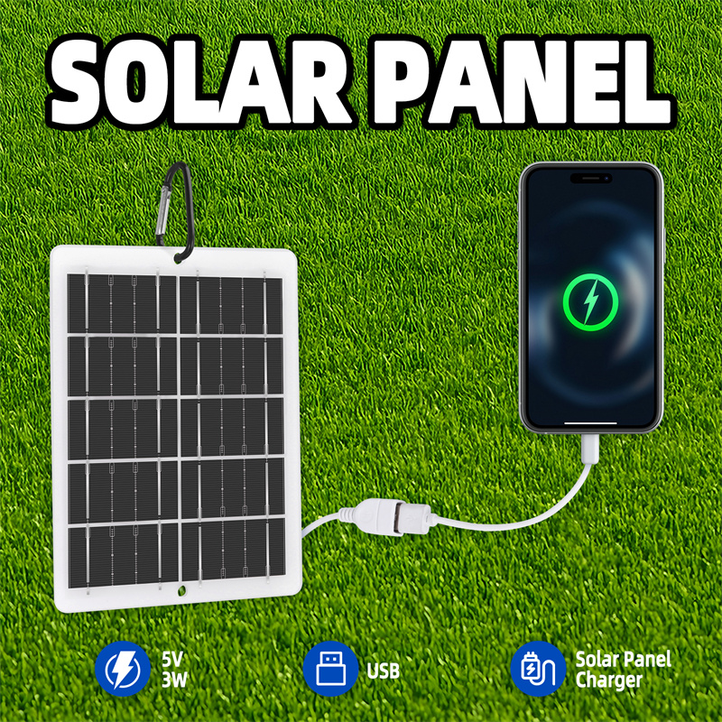 Panel słoneczny 3w z wodoodpornym akumulatorem usb do użytku na świeżym powietrzu, na wędrówki i kemping, przenośny bank ładowania telefonu komórkowego, panel ładujący