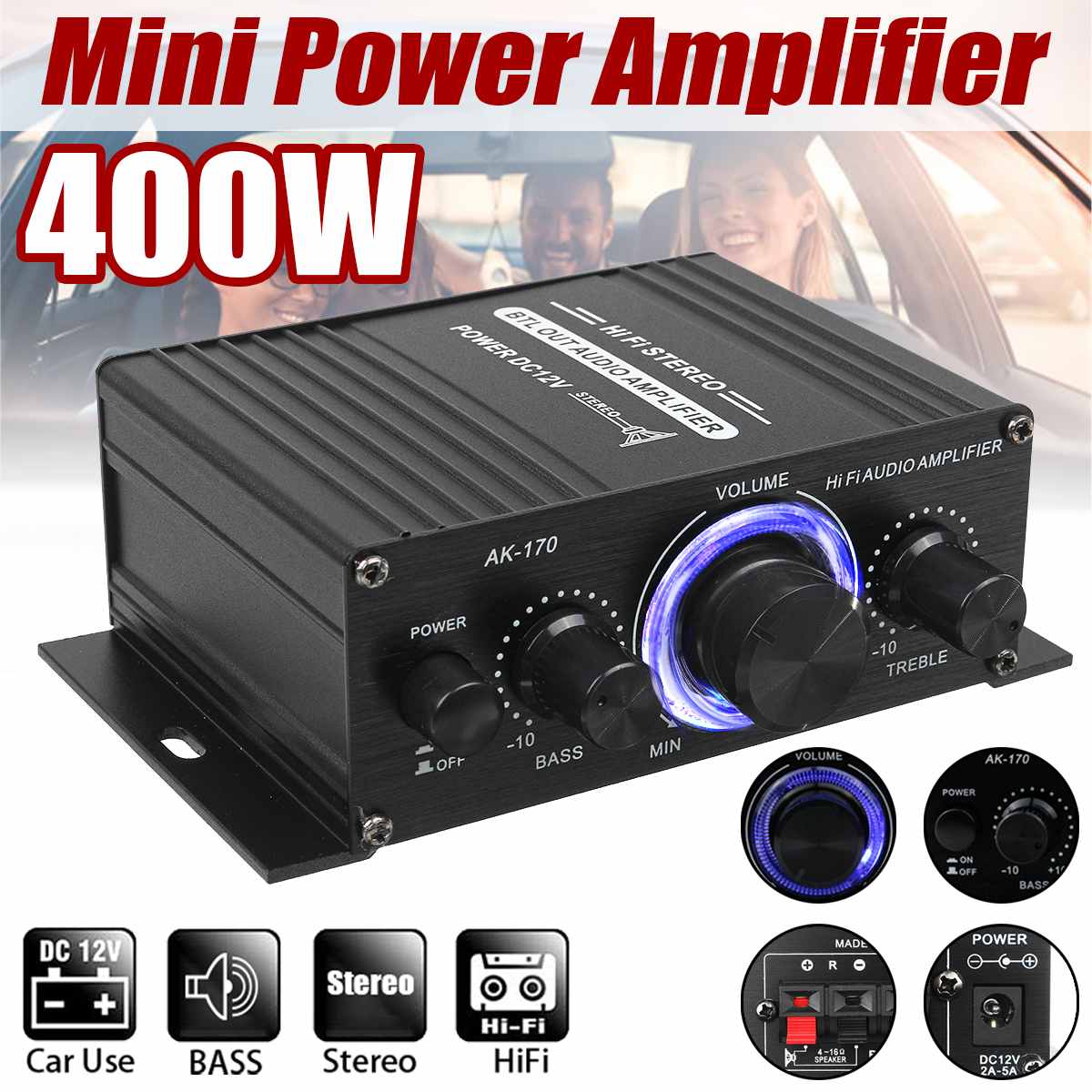 Ak380/ak370/ak170 800w tehovahvistin audio karaoke kotiteatteri vahvistin 2 kanavainen bluetooth luokan d vahvistin usb sd aux: Ak170