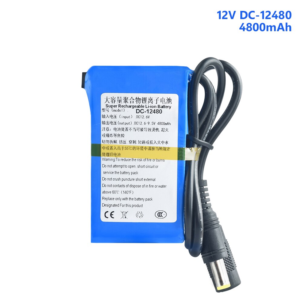 paquete de baterías de iones de litio de súper recargables, baterías de litio DC 12V 4800-20000mAh DC12680 12800 12980 121500: DC-12480 4800mAh
