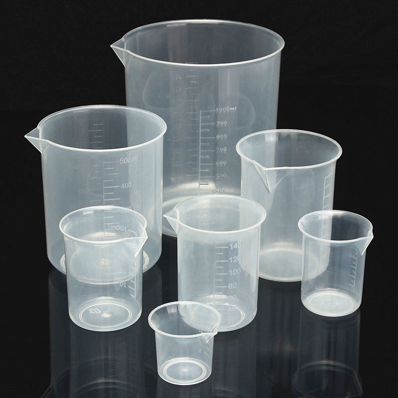 Kicute 50 100 150 250 500 1000ml, recipiente volumétrico graduado de plástico para cocina, transparente, de laboratorio, herramienta para taza medidora