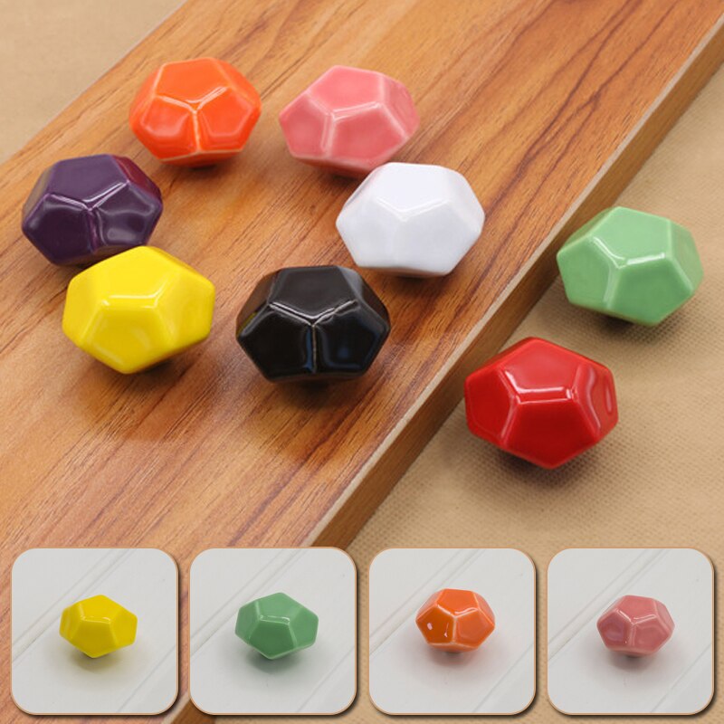 1Pc Enkele Gat Kledingkast Lade Trekt Deurklink Keramiek Kabinet Knop Met Schroef Meubilair Hardware