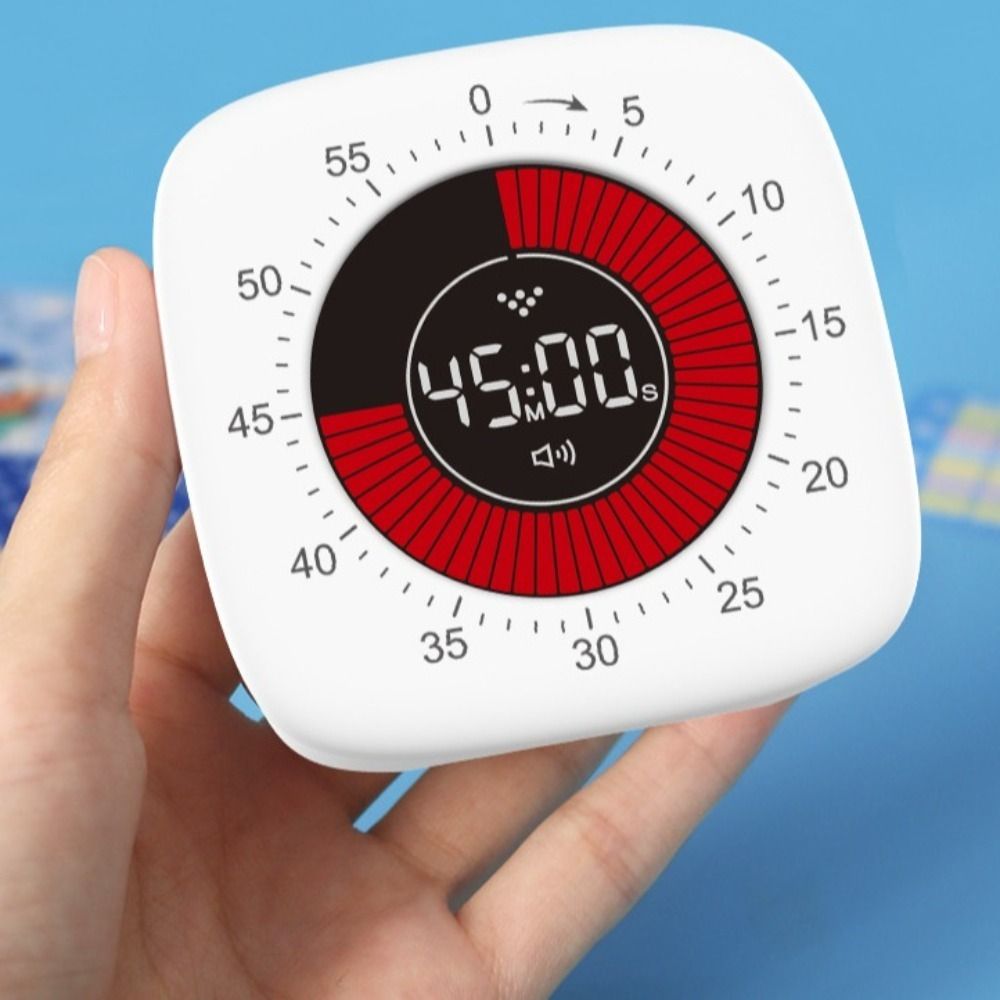 Oppladbar visuell timer digital mekanisk lydløs timer dobbel tidsklokke 60 minutter nedtellingstimer kjøkken