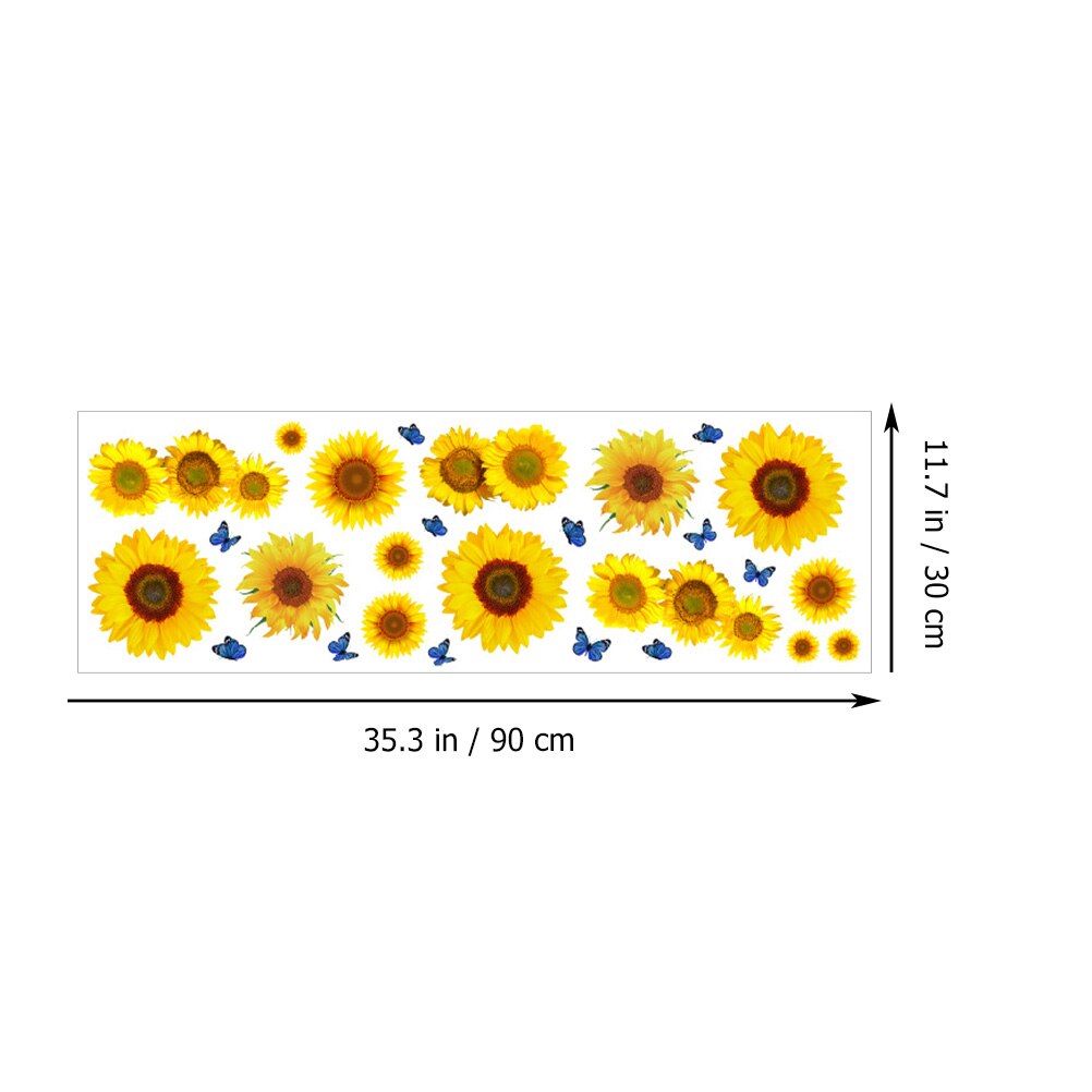 2 Sheets Home Decors Sunflower Wall Stickers Wall Decals Butterflies Wallpaper