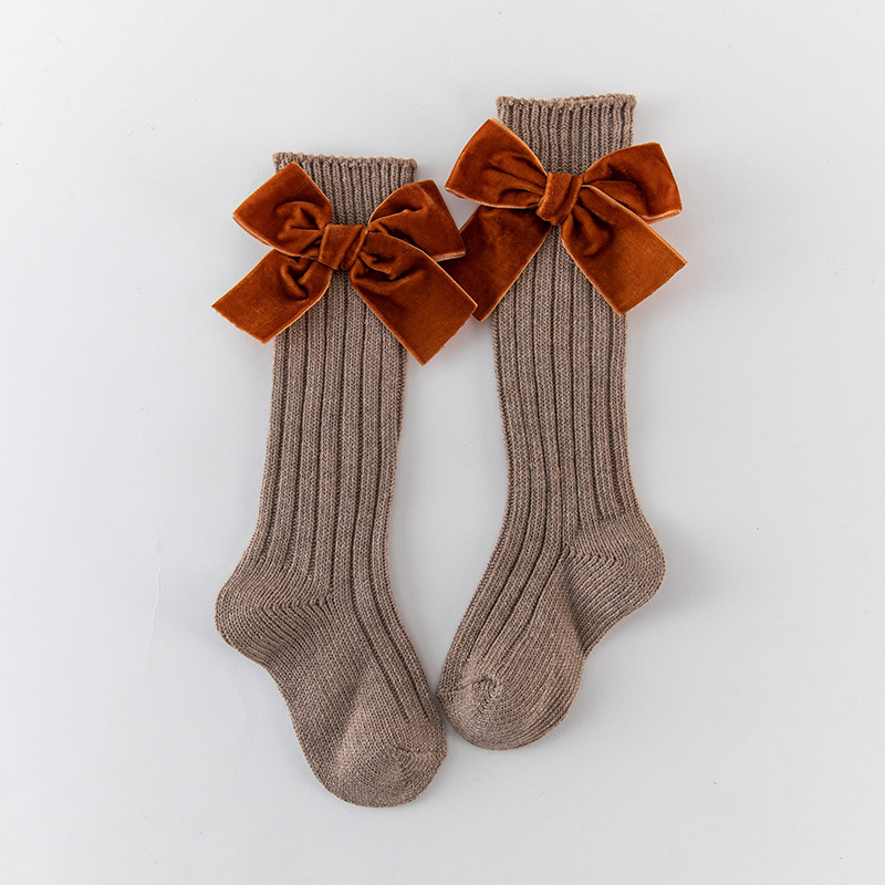 Kniestrümpfe für babys und kleinkinder, baumwollsocken mit großer schleife, weiche, lange socken für babys und kleinkinder, niedliche kniestrümpfe: 1 / L (4-7t)