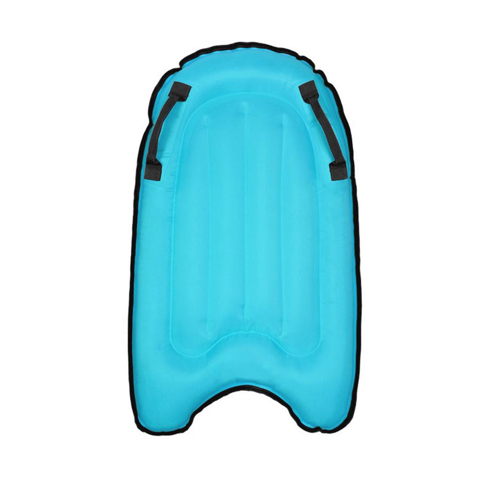 PortableInflatable Surfboard Solid Color Buoy Kickboard With Handle Foldable Surfboards Swimming Pool Beach Floating Mat: Blue