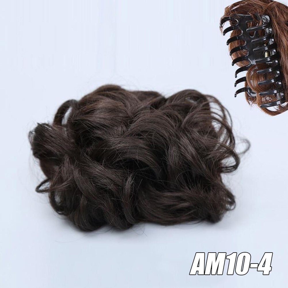 LVHAN Synthetic Curly Chignon Ombre Claw Hair Messy Buns Updo claw Clip In Hairpiece For Women's Hair Buns: AM10-4