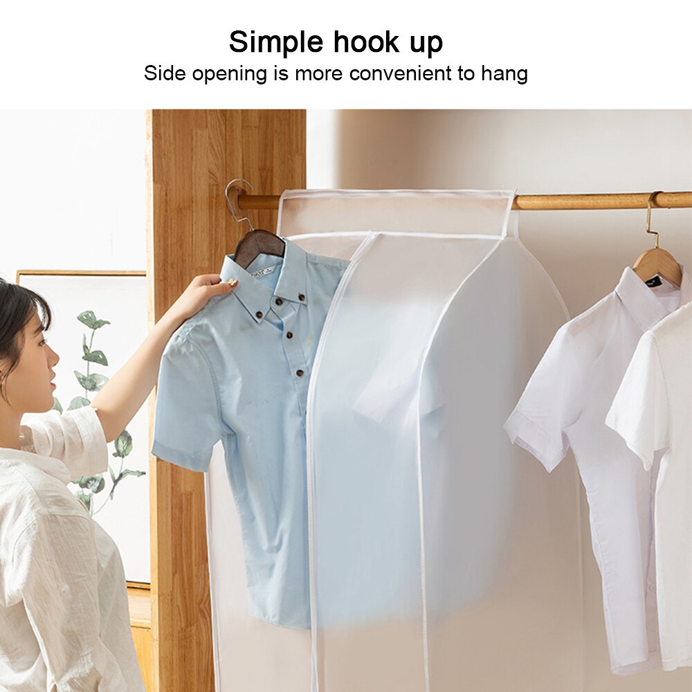 3D Zipper Dust Clothes Cover Wardrobe Storage Bag Translucent Waterproof Suit Coat Protector Storage Bag Closet Hangers Storager
