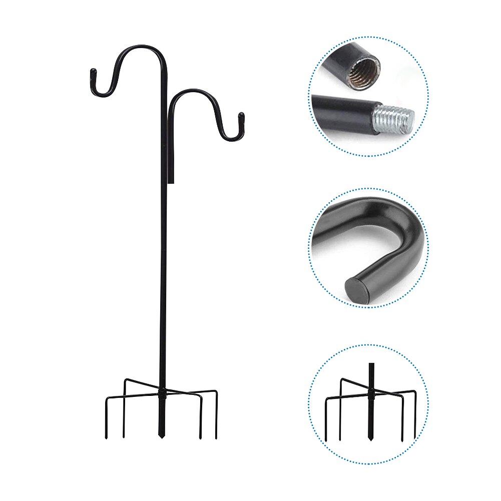 Garden Stake 4 Prong Courtyard Iron Durable Plant Hanger Practical Outdoor Home Decor Shepherd Crook Hook For Lantern