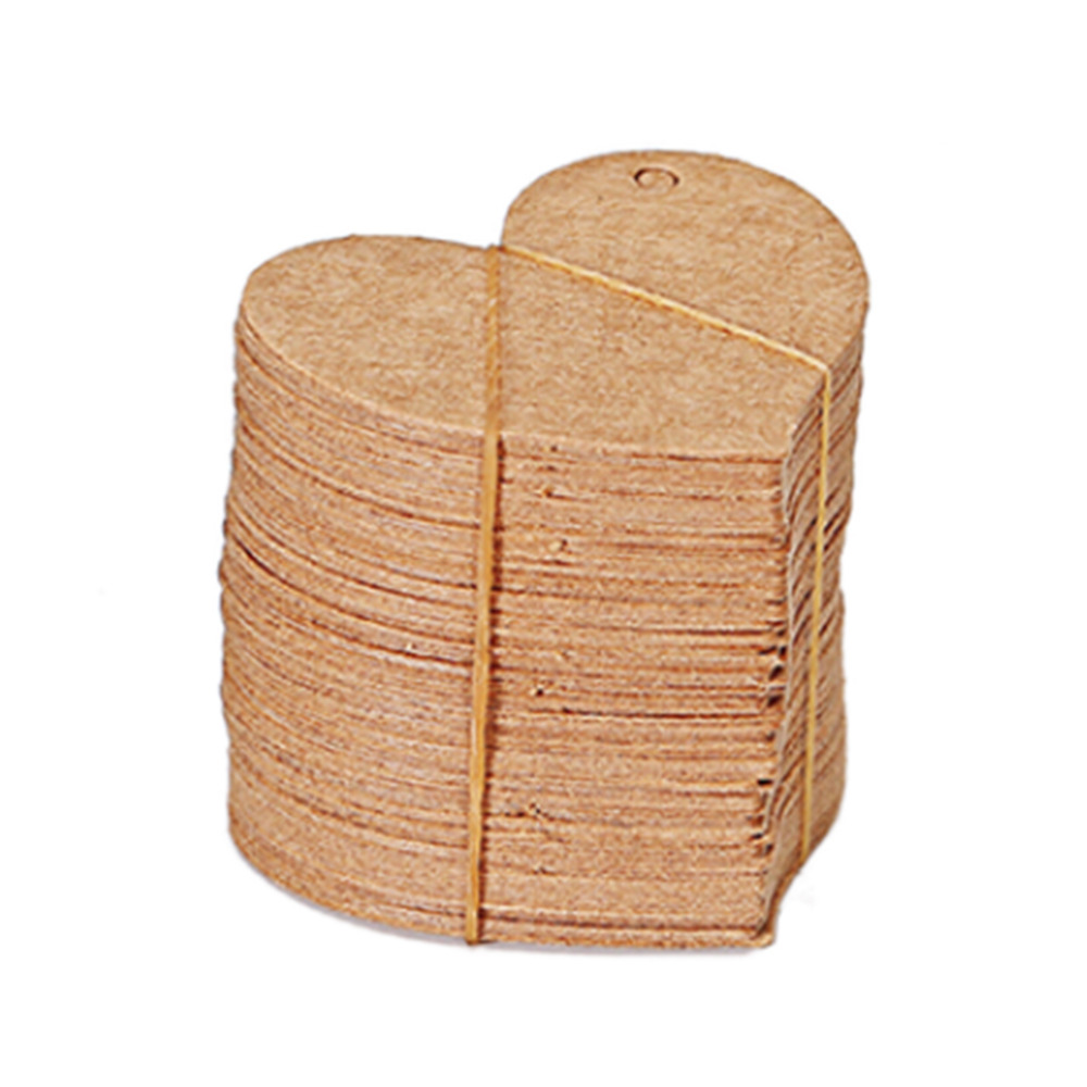 Étiquette volante vierge en papier artisanal en forme de cœur, étiquette de fête de mariage, cartes , signet de décoration, 50x4.5x4cm