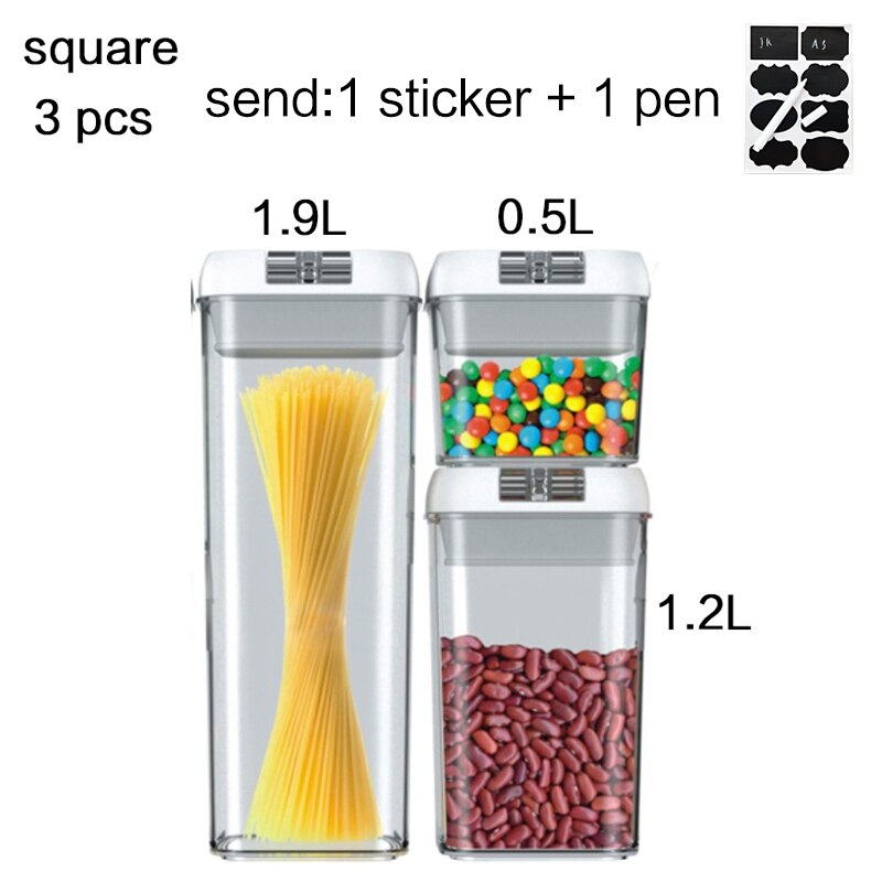 Food storage tank Purchase Food storage container Acrylic kitchen storage multigrain storage jar transparent sealed kitchen jars: 3 pcs set