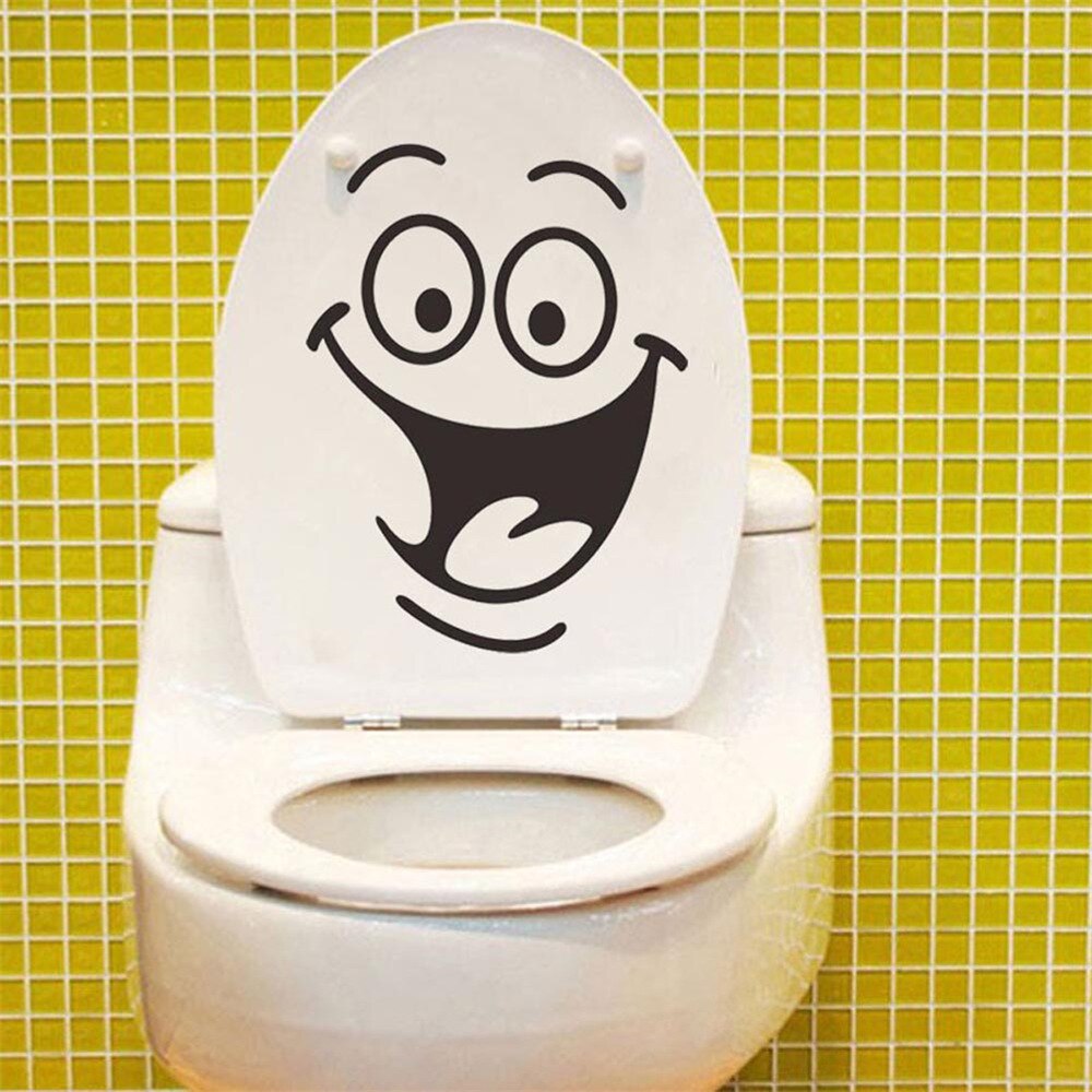 Toilet seat sticker Smiling Face tank stickers Bathroom Washroom Home Decor PVC 18*21 cm funny