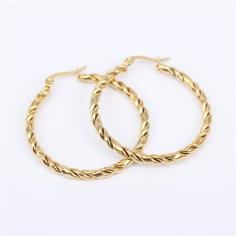 Big Smooth Circle Hoop Earrings for Women 40-45mm Stainless Steel Round Statement Earrings Party Girl Jewelry LH799: Diameter 40MM
