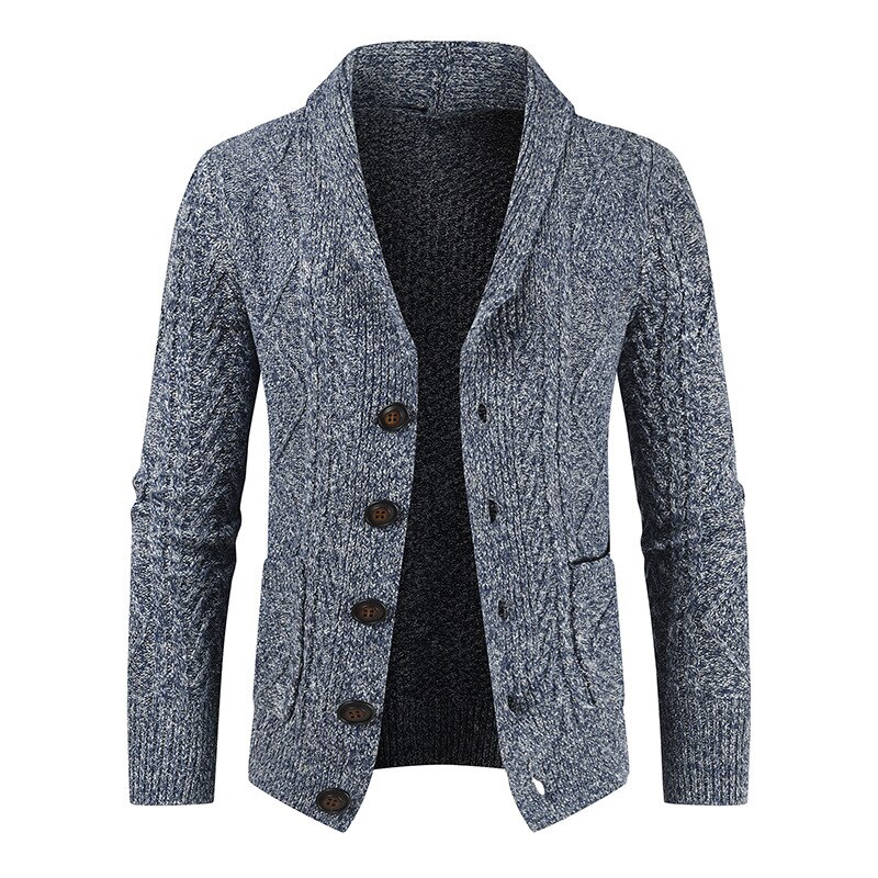 MOOWNUC – Cardigan à manches longues pour Homme, chandail à la , vêtements intelligents et décontractés, coupe cintrée, couleur unie, printemps: Navy / L