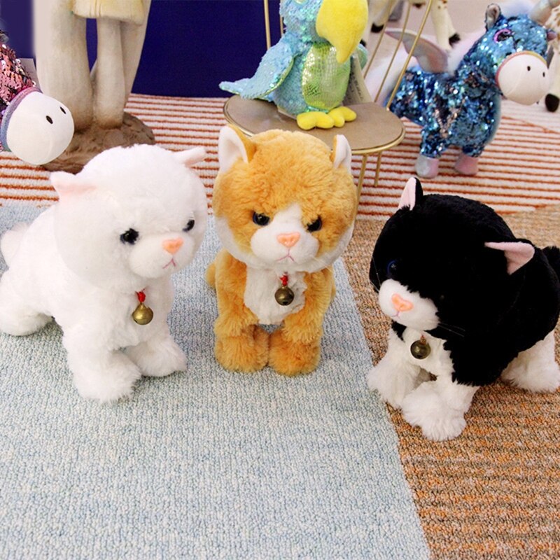 Elektryczny inteligentny pluszowy wokalny kot domowy chodzenie wypchane zwierzę zabawka smycz sterowanie elektroniczne interaktywne chodzenie machanie