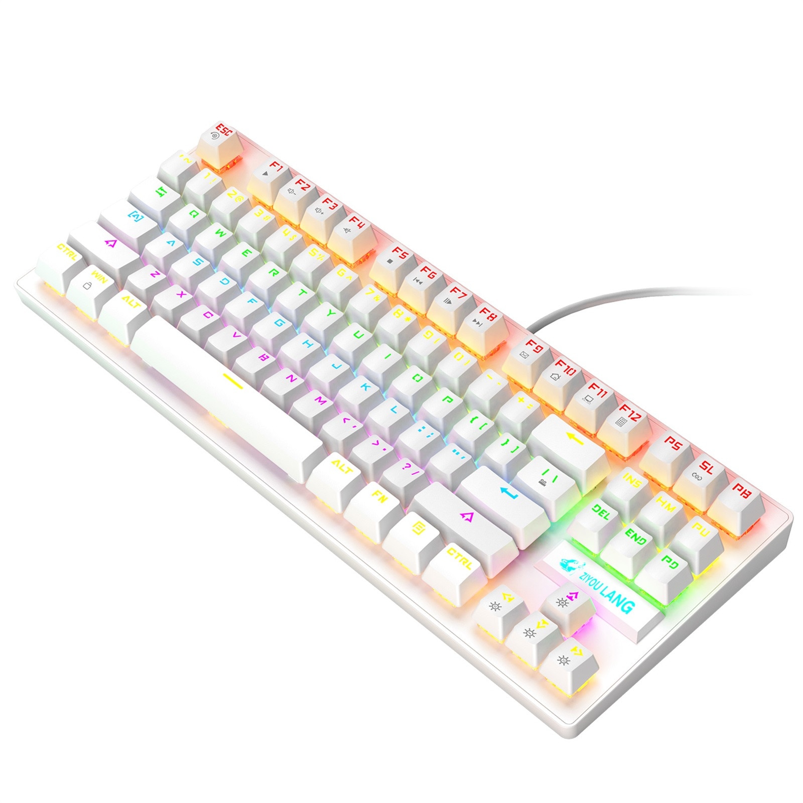 K2 Mechanical Keyboard 87 Keys Layout LED Rainbow Backlit Blue Switches Wired Gaming Mechanical Keyboard For Desktop