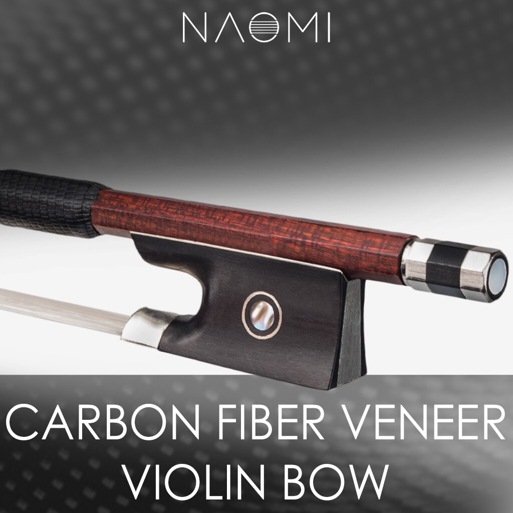 Naomi Luxe 4/4 Strijkstok Carbon Fiber Stick Pernambuco Fineer Bow Ebony Kikker W/Parijs Eye Inlay Goed Uitgebalanceerd