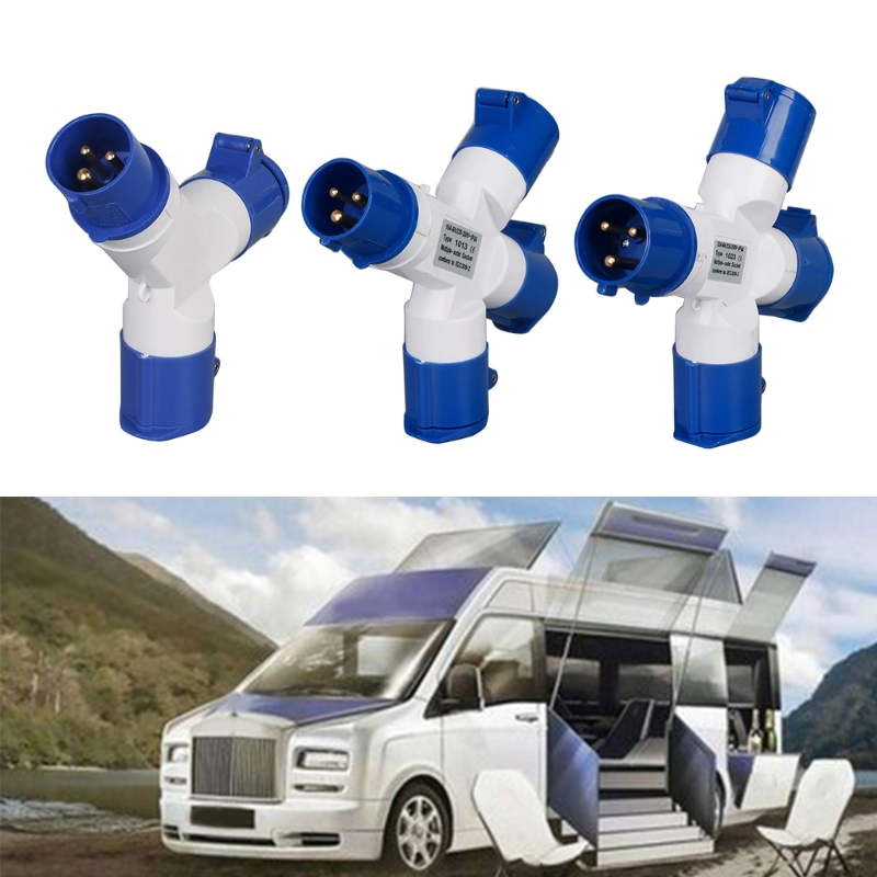 Divisor enchufe 16A, conexión eléctrica red, 240V, autocaravana, caravanas, barcos, fuente alimentación divisora 2/3