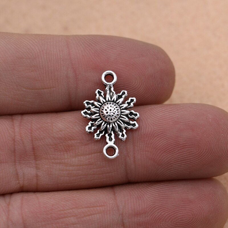 Kjjewel tibetano prata chapeado flor conector para fazer jóias pulseira acessórios diy descobertas 10 pçs/lote