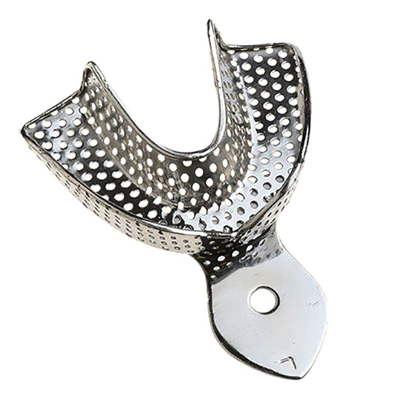 Cesoon-bandeja de impresión Dental superior e inferior de acero inoxidable, herramientas de dentista autoclavables, con soporte de dientes de agujero, S/M/L, 6 unids/set por juego