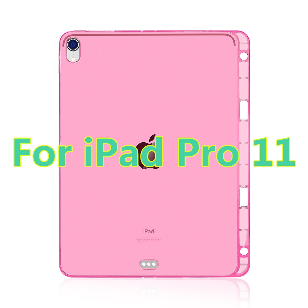 DOWSWIN Case For iPad Pro 12.9 Soft TPU Back Cover For iPad Pro 11 Case With Pencil Holder Case For iPad Pro 12.9: pink pro 11