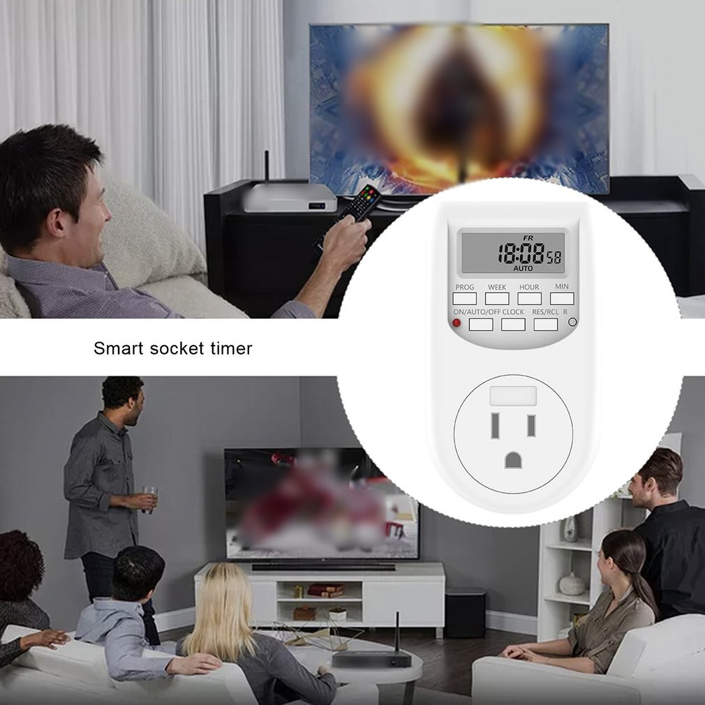 Ugentlig programmerbar digital smart timer ur kontakt stikkontakt timing stik eu stik til mobiltelefon batteri bil