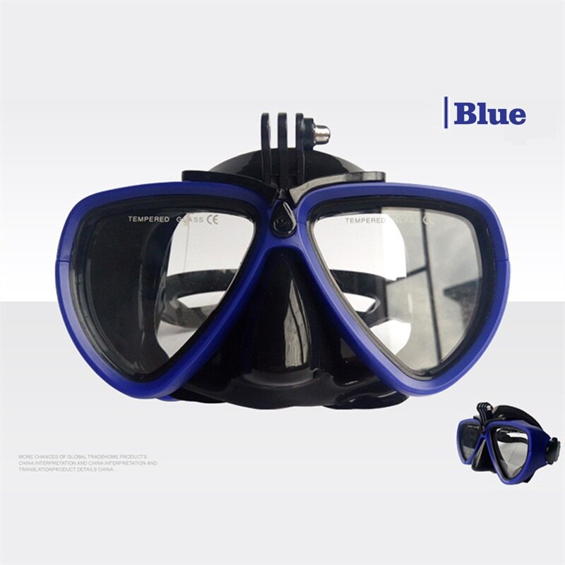 Duikbril Masker Sport Scuba Met Onderwater Camera Mount Gehard Glazen Masker Apparatuur HT15-0024: BLUE