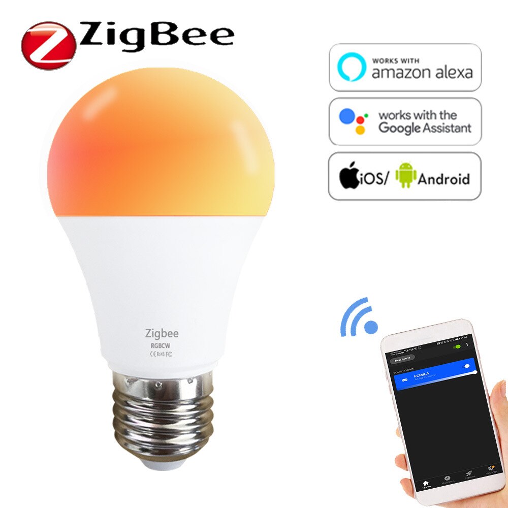 Zigbee Smart Wifi Led Lamp 10W E27/E26/B22 Wifi Gloeilamp Rgb + Ww + Cw dimmer App Controle Smart Led Lamp Voor Alexa Google Thuis