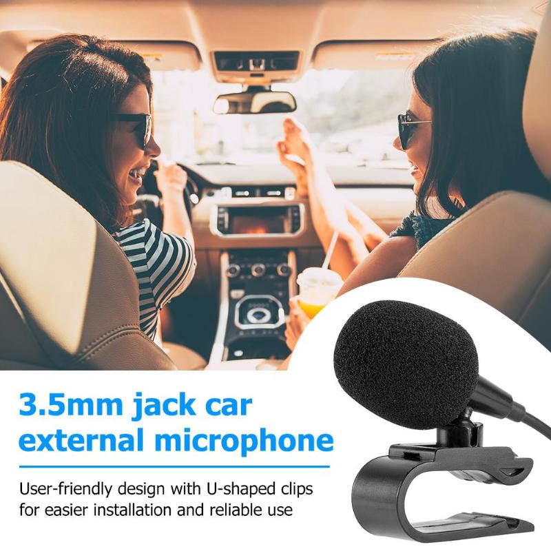3.5mm Jack Car Microphone Stereo U-shaped Plug Wired External Mic for PC Auto Radio