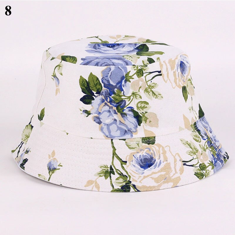 Sun Hat Beach Sunscreen Bucket Cap Unisex Flowers Pattern Bucket Hat Fisherman Hat Travel Beach Round Hats Sunshade Casual Caps: 8