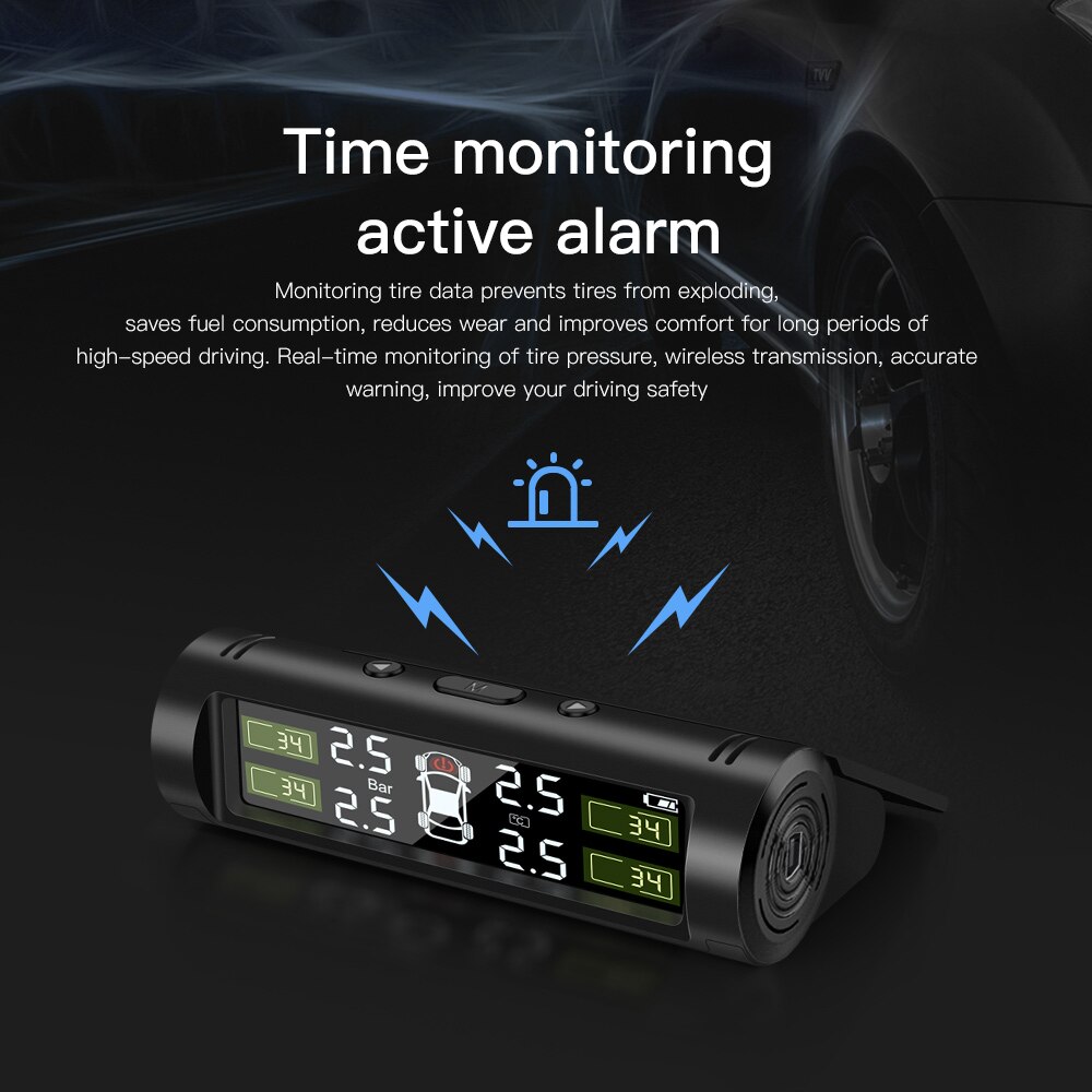 Universale auto TPMS Pneumatico Presse ure Sistema di Monitoraggio solare potenza digitale Schermo LCD A Colori auto Sistemi di Allarme di Sicurezza Pneumatico Presse