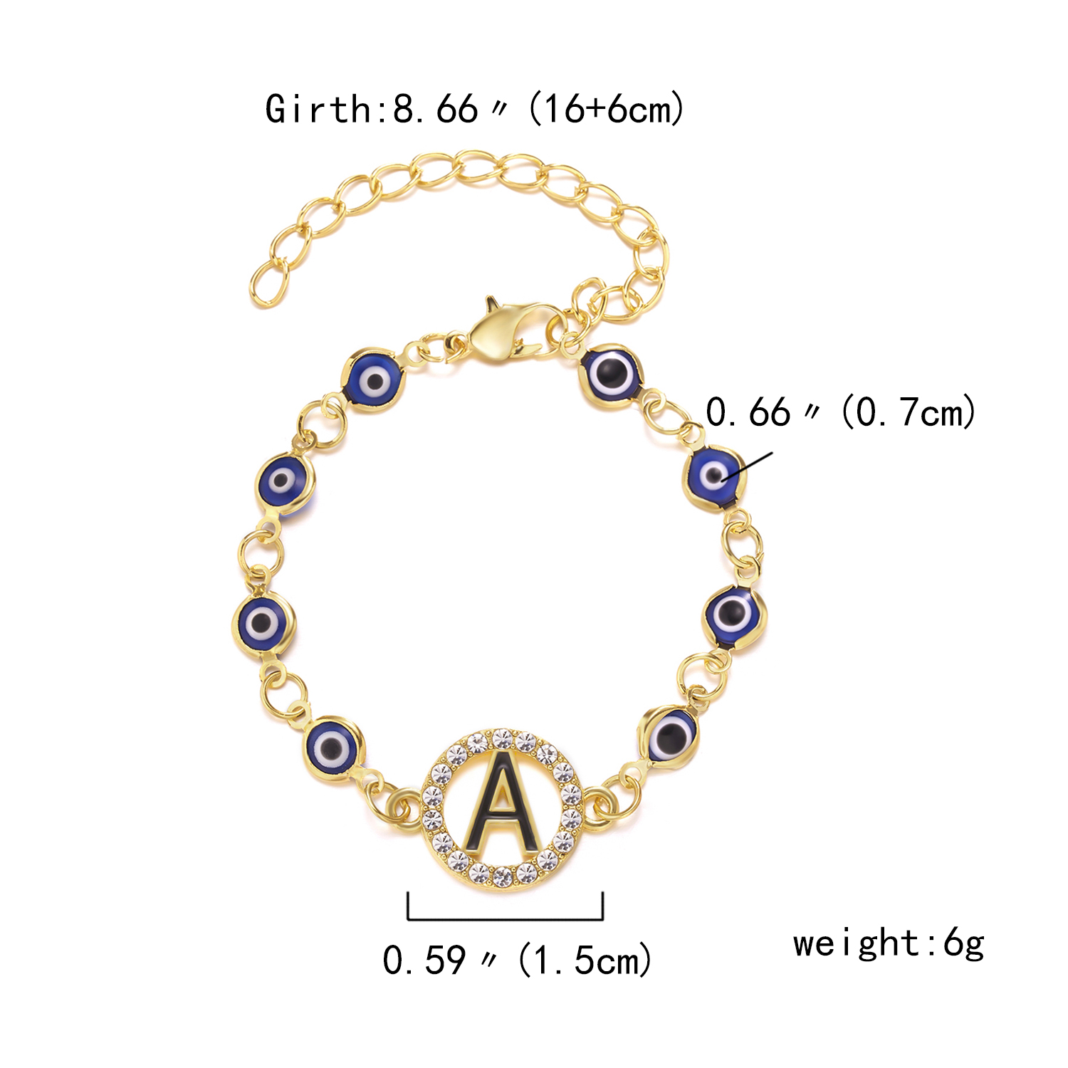 26 Alphabet Anhänger Blau Bösen blick Armbinde Für Frauen Mädchen Harz Legierung Einstellbar charmant Kette Armbinde Schmuck