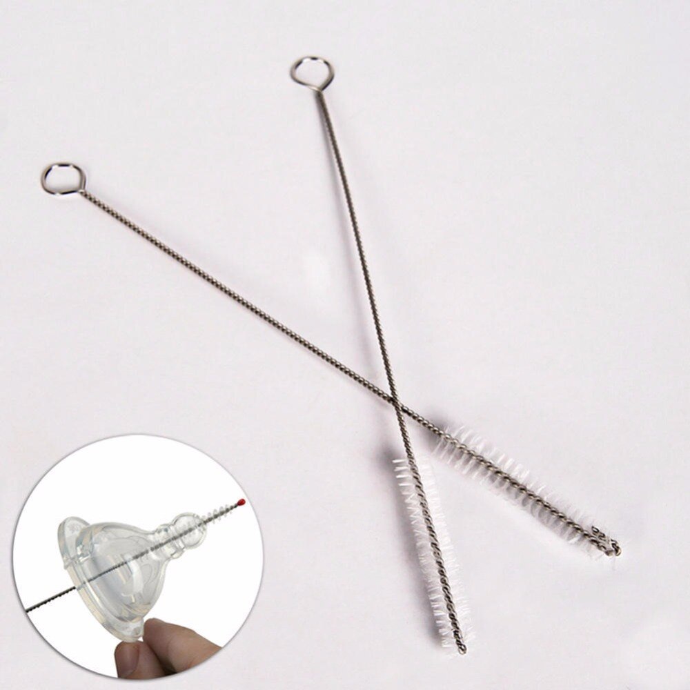 Cepillo transparente de acero inoxidable para biberón, 10 piezas, de nailon, limpiador de pezones