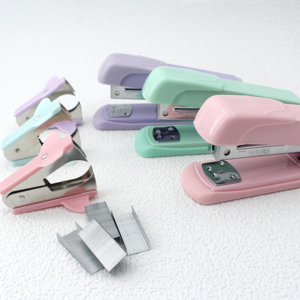 Stapler, staple remover, and staple set - a handy and stylish desktop stapler, perfect for home office use.