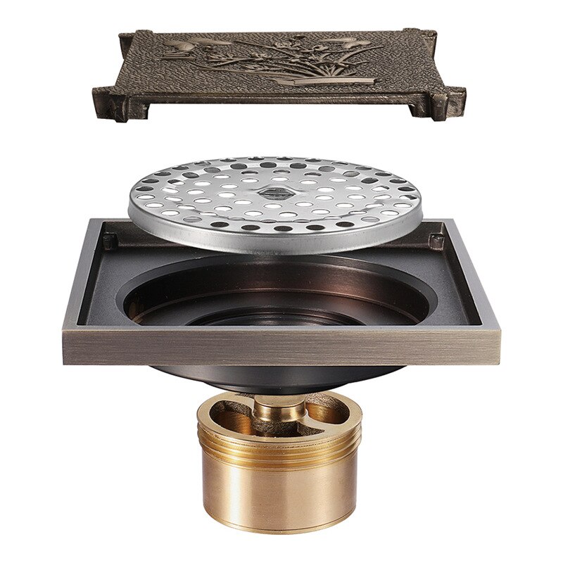 4 'Antiek Messing Afvoerputje Badkamer 10 Cm Douche Drain Badkamer Afval Rooster Drain