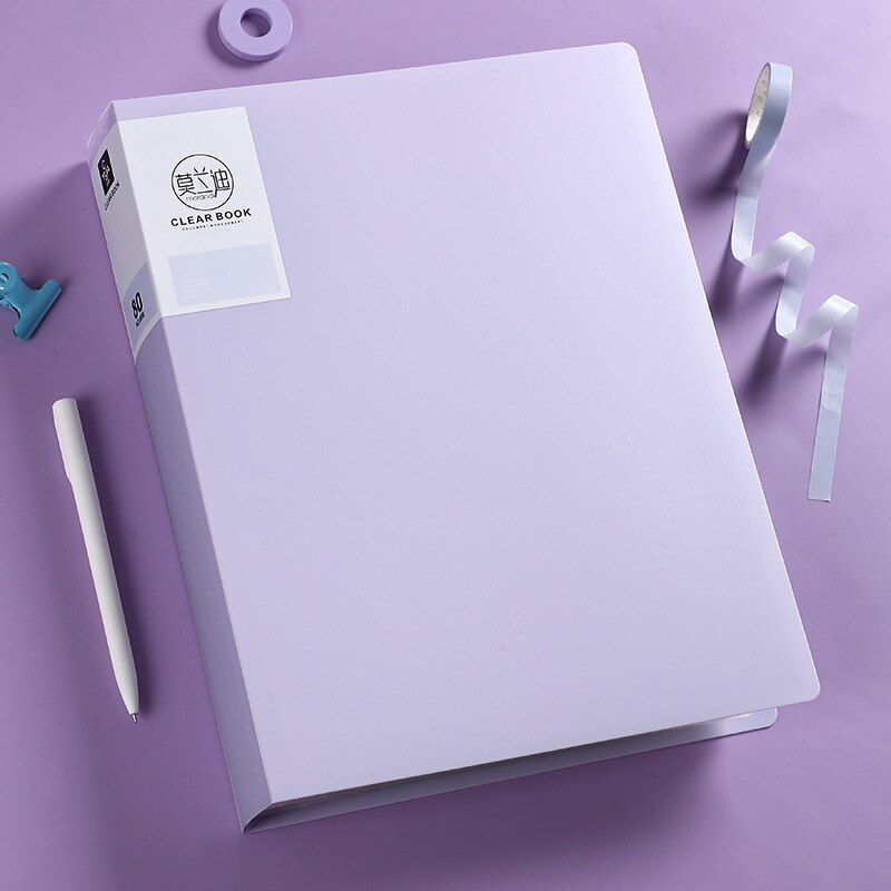 File Folders 40 60 80 Pages A4 Size Information Book Loose-leaf Folder Student Drawing Paper Storage Student Office Document Bag: 80 pages purple