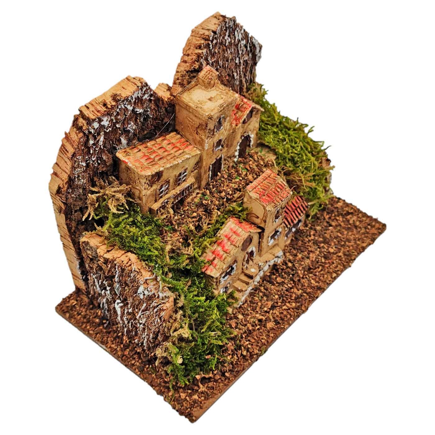 Oliver Art - Pueblo de montaña para belén navideño, resina y corcho, monasterios, edificios decorativos nacimiento, pesebre, na