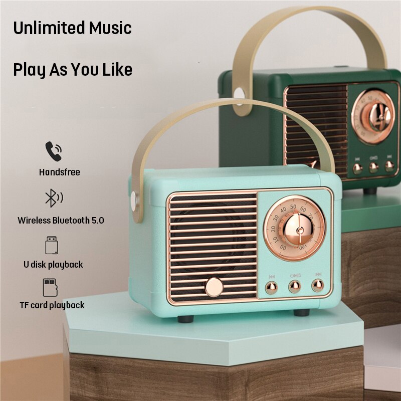 Mini haut-parleur H2 classique rétro compatible Bluetooth, récepteur Radio FM, décoration Portable, lecteur de musique de voyage